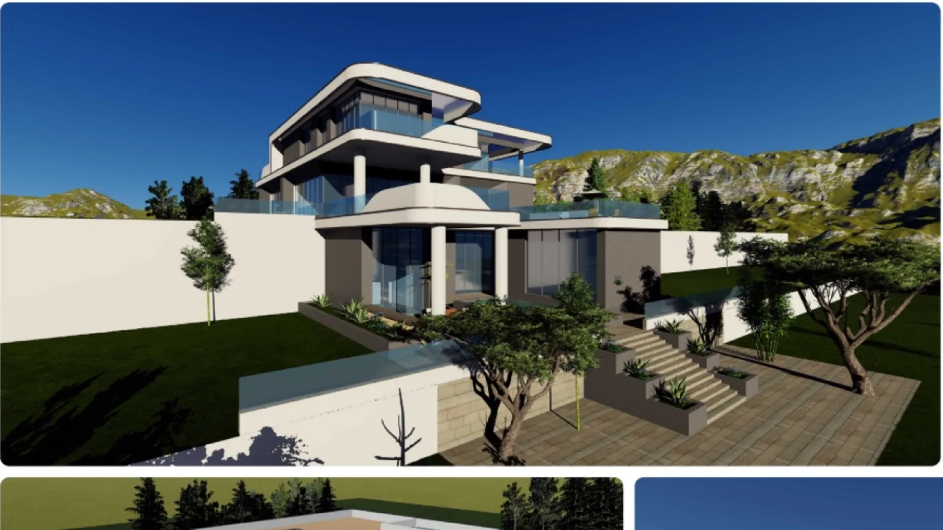Contemporary villa concept in a landscaped setting